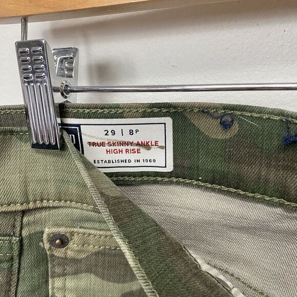 Gap Camouflage Pants Women's Sz 29/8 Petite True Skinny High Rise Olive Green - Picture 3 of 12